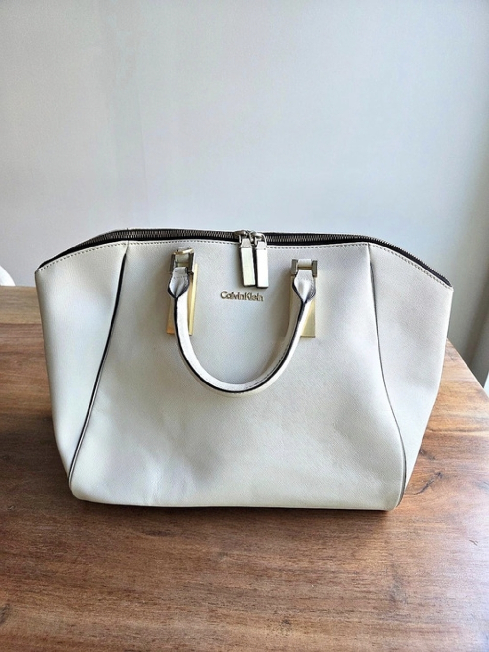 Calvin Klein Structured Satchel in White
